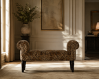Leopard Print Mango Wood Velvet Bench