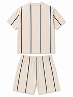 Cream Crest Pinstripe Set
