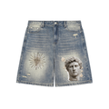 Faded Distressed Baggy Denim Shorts