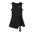 Sleeveless A-Line Round Neck Dress - Black