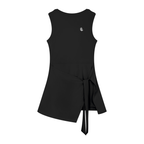 Sleeveless A-Line Round Neck Dress - Black